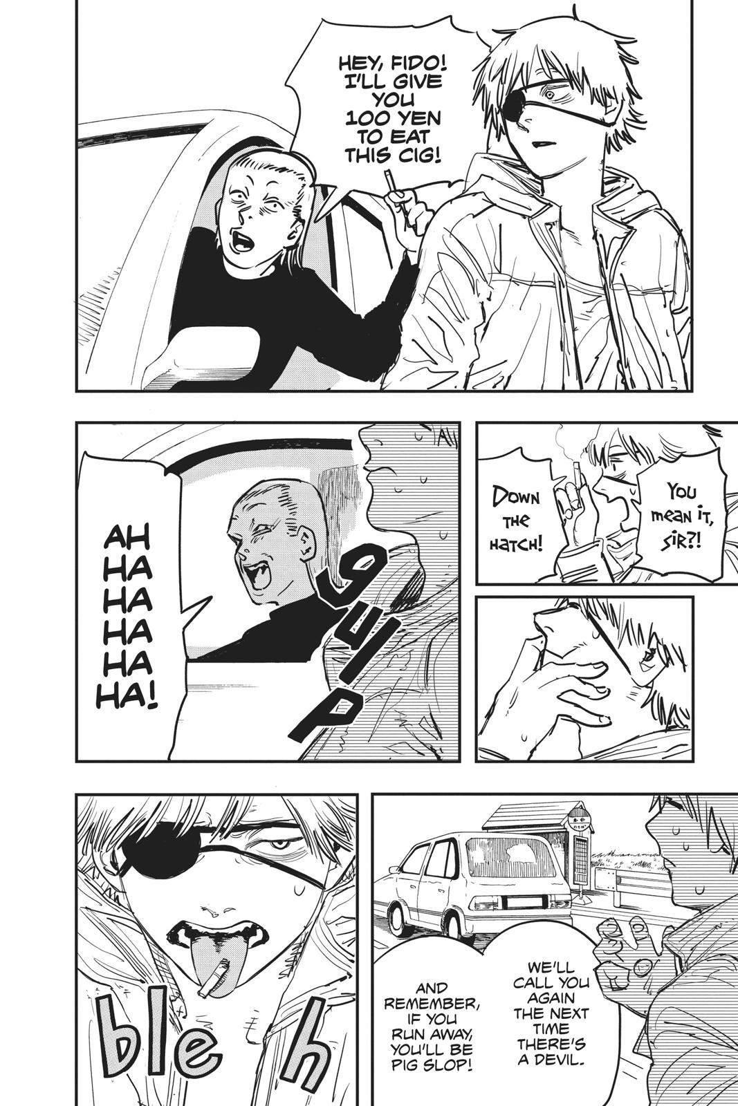 Chainsaw Man Manga Chapter 1 page 12 - Dog & Chainsaw scene