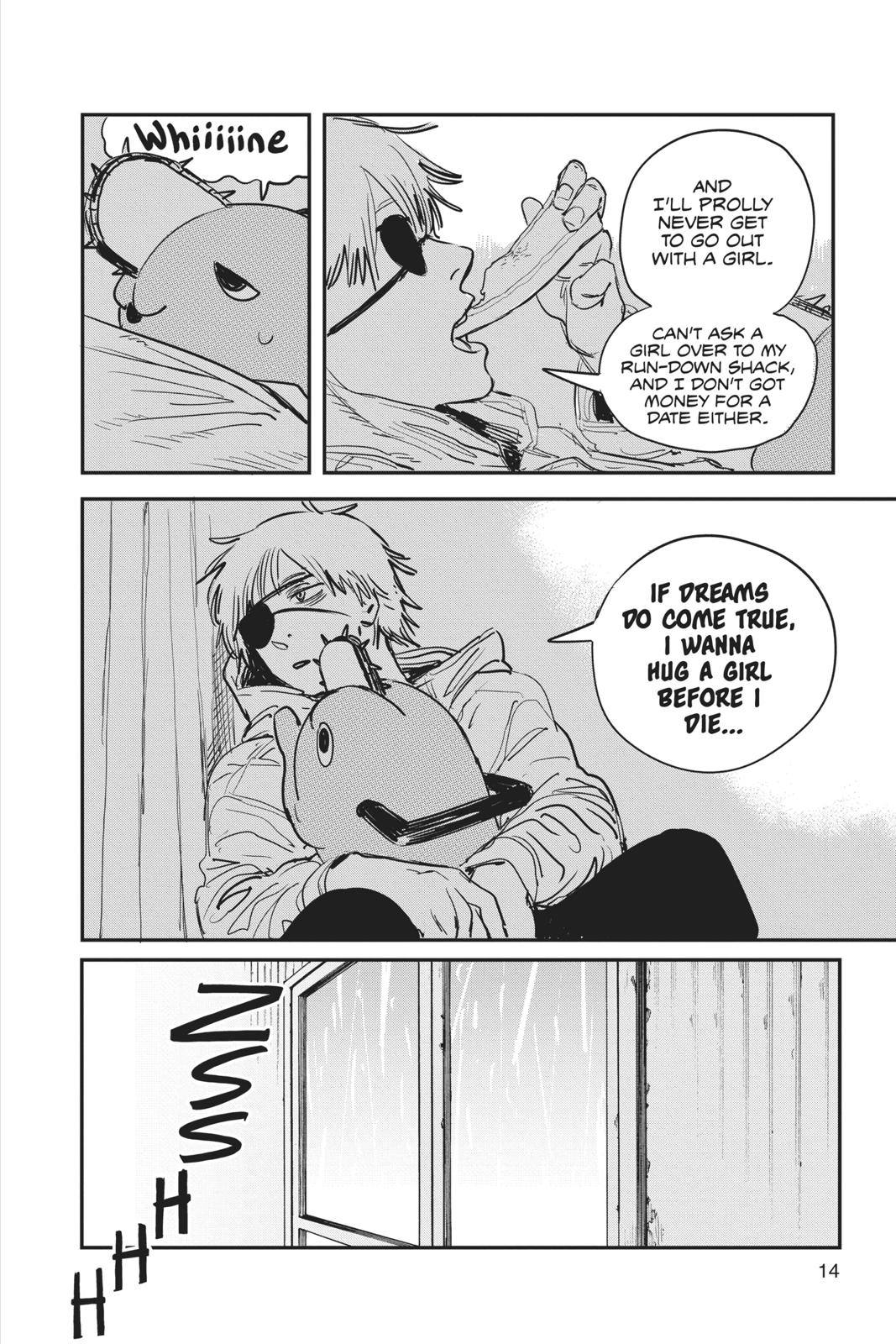 Chainsaw Man Manga Chapter 1 page 14 - Dog & Chainsaw scene