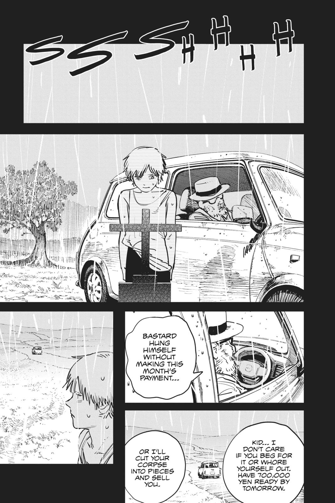 Chainsaw Man Manga Chapter 1 page 15 - Dog & Chainsaw scene