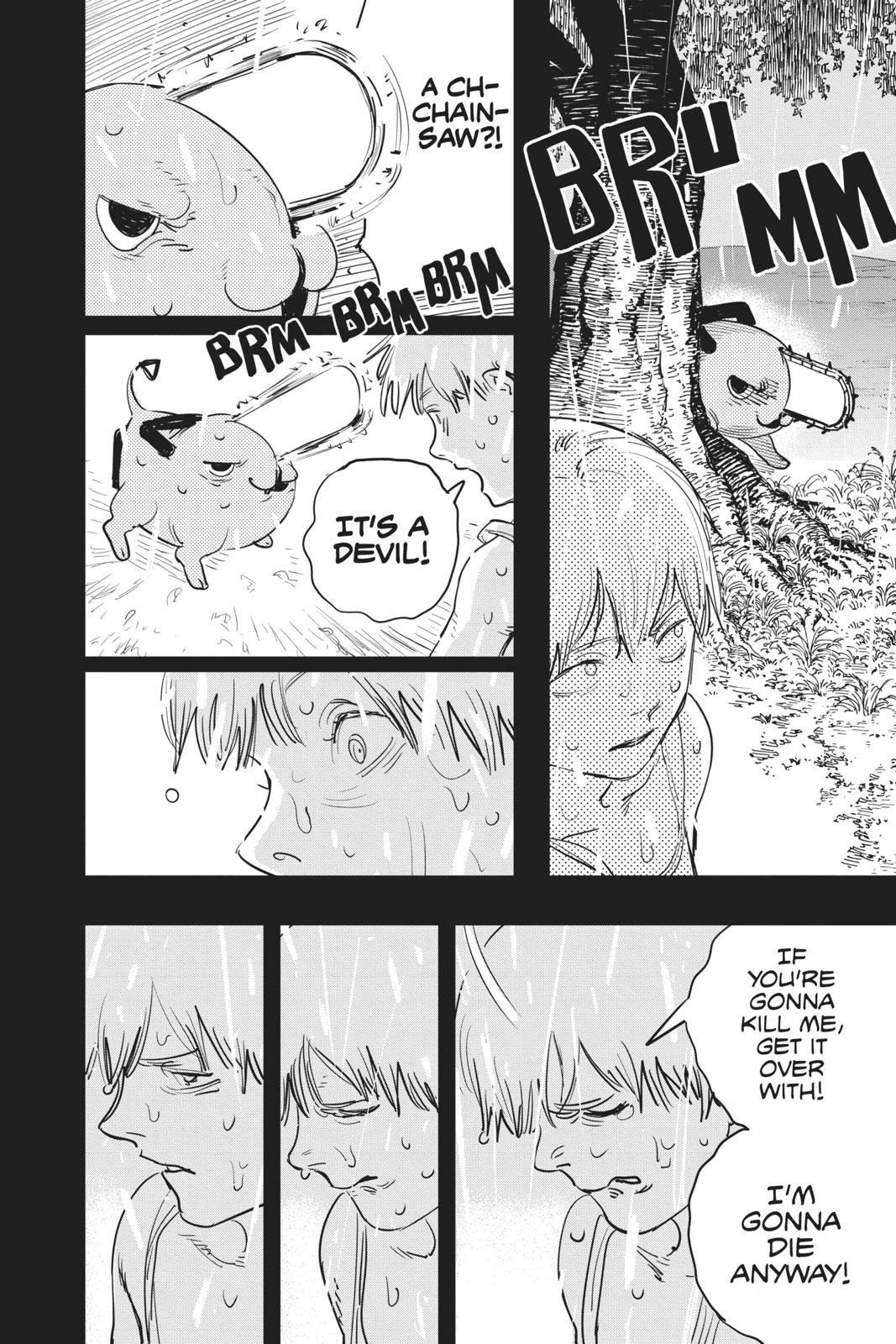 Chainsaw Man Manga Chapter 1 page 16 - Dog & Chainsaw scene
