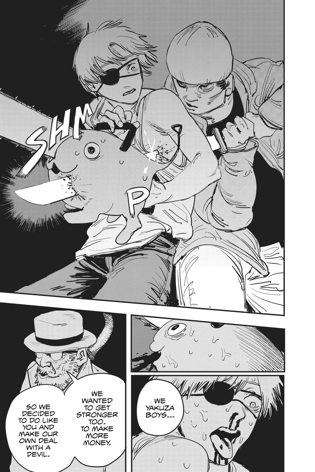 Chainsaw Man Manga Chapter 1 page 25 - Dog & Chainsaw scene