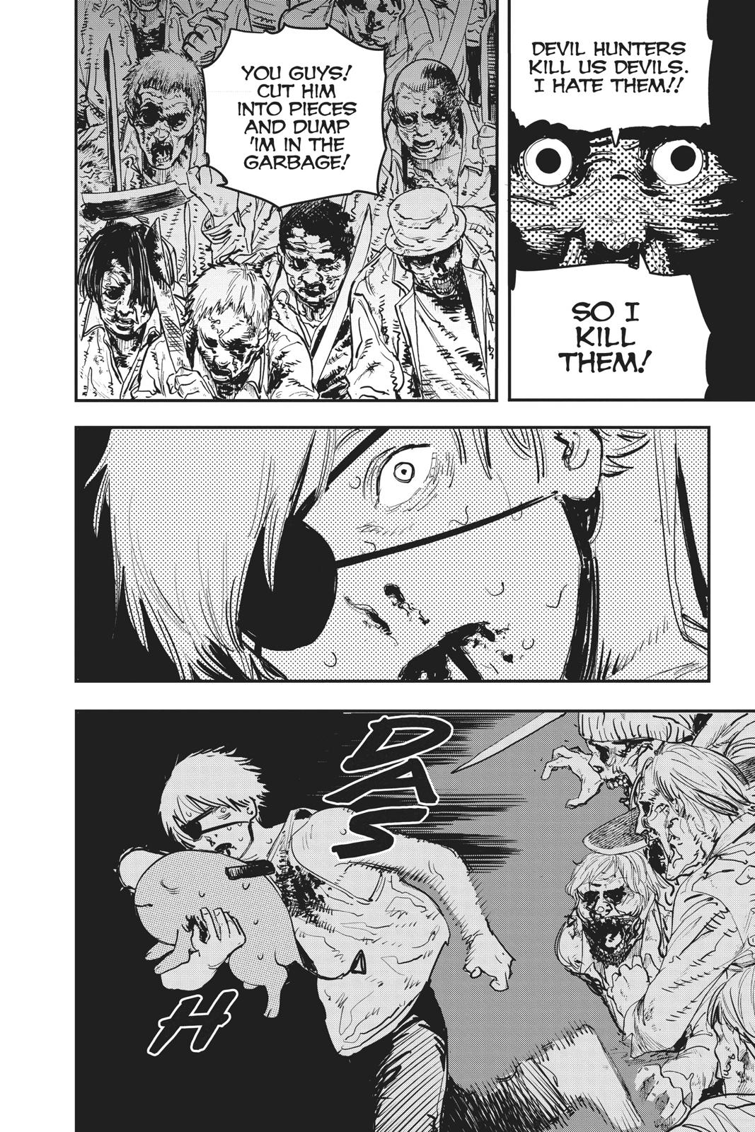 Chainsaw Man Manga Chapter 1 page 28 - Dog & Chainsaw scene