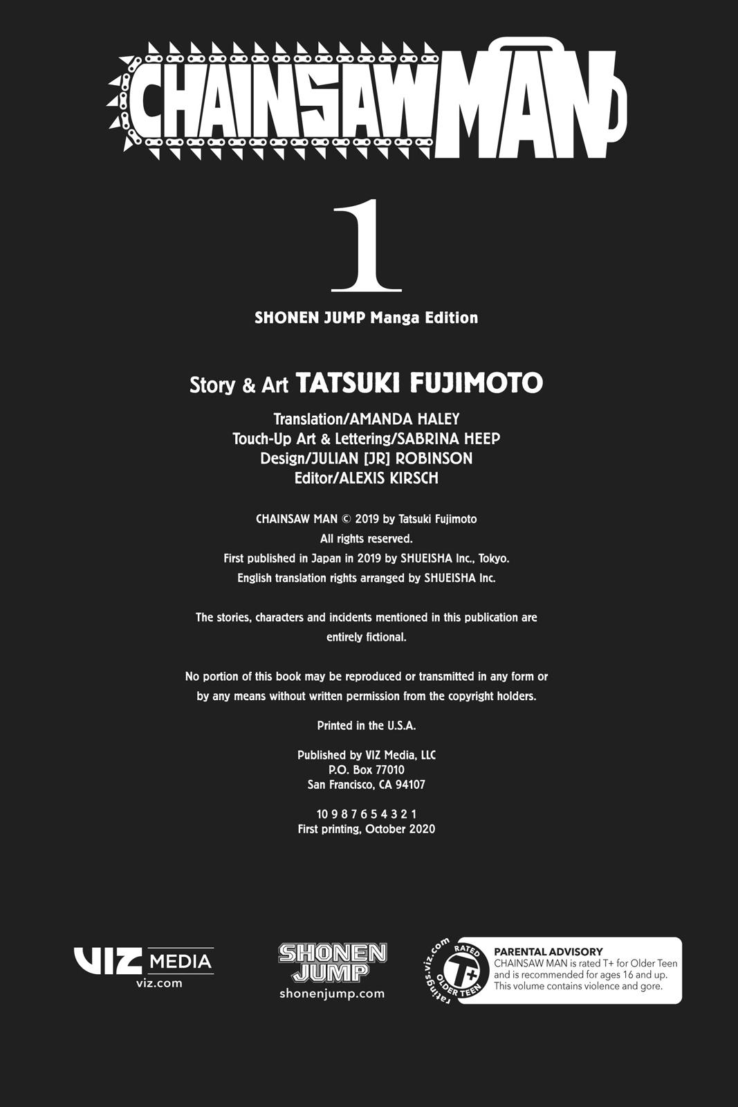 Chainsaw Man Manga Chapter 1 page 3 - Dog & Chainsaw scene