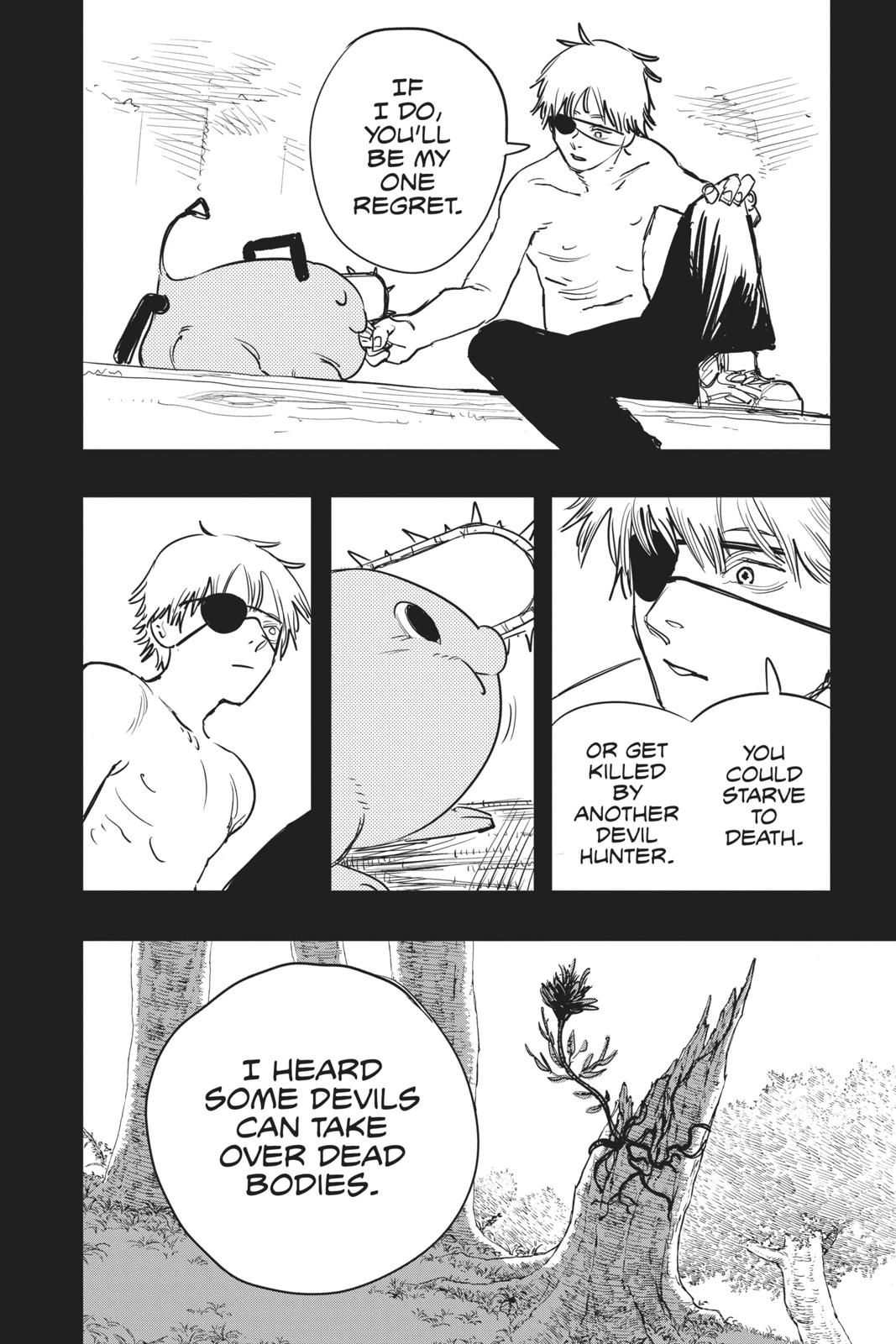 Chainsaw Man Manga Chapter 1 page 34 - Dog & Chainsaw scene
