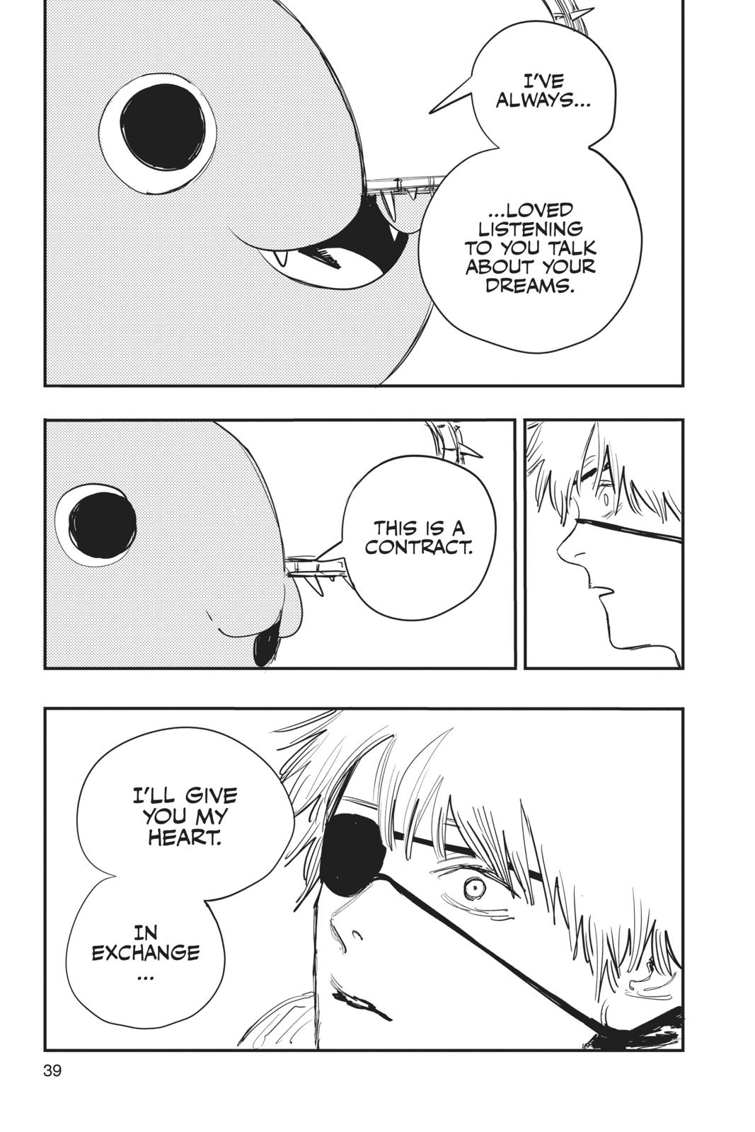 Chainsaw Man Manga Chapter 1 page 39 - Dog & Chainsaw scene