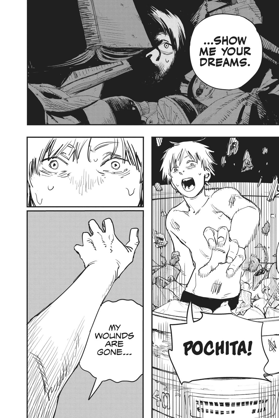 Chainsaw Man Manga Chapter 1 page 40 - Dog & Chainsaw scene