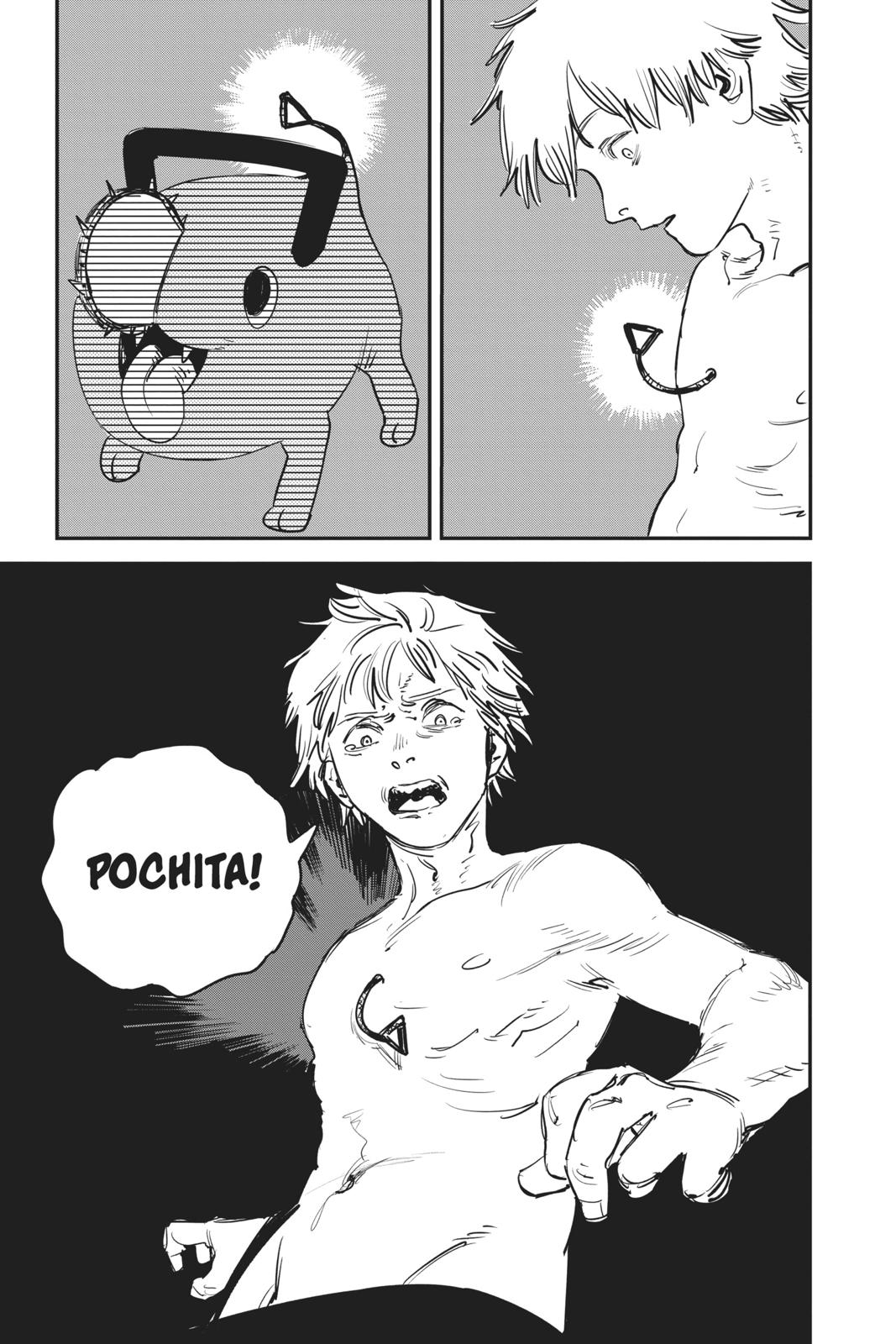 Chainsaw Man Manga Chapter 1 page 41 - Dog & Chainsaw scene