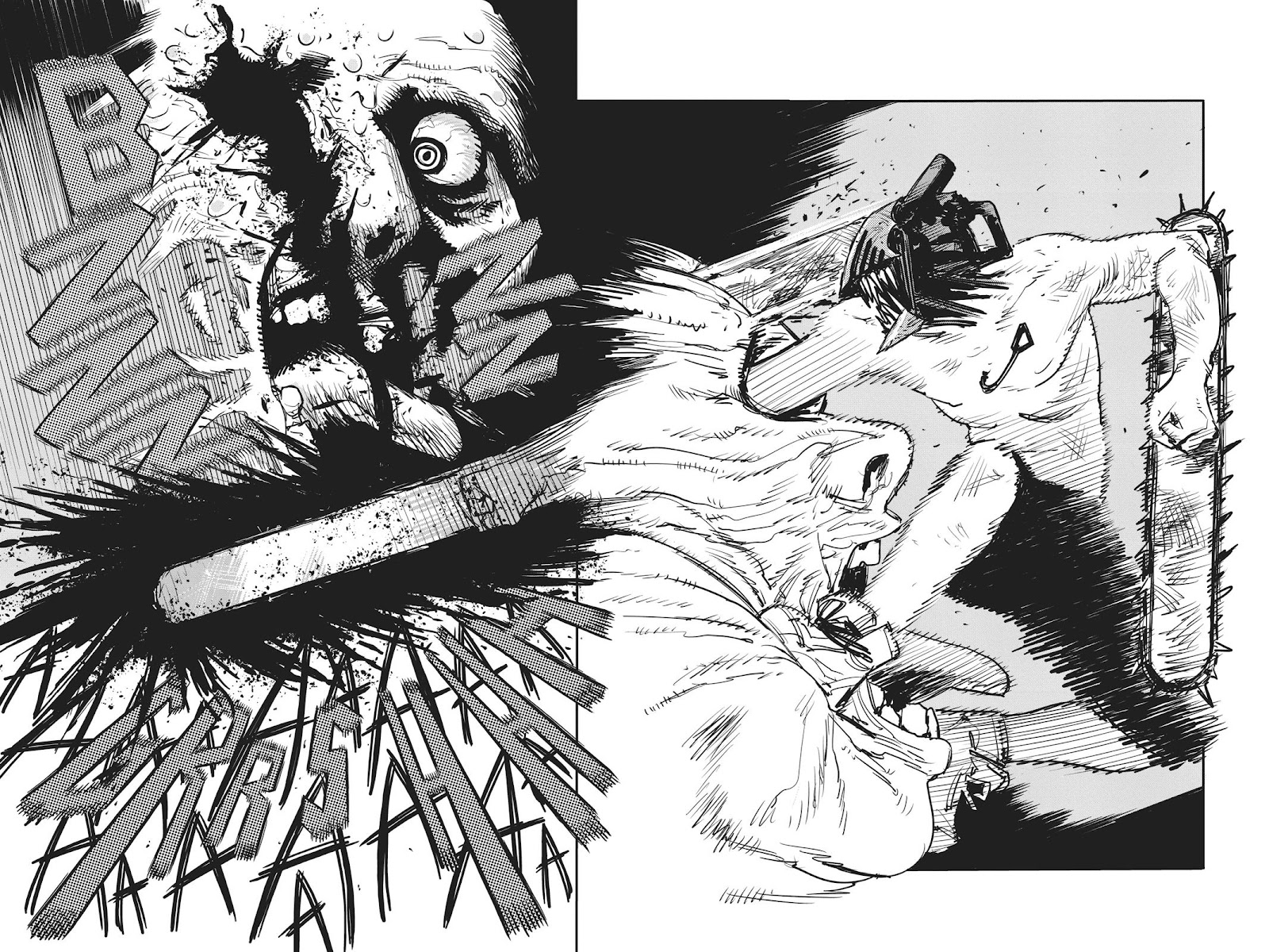 Chainsaw Man Manga Chapter 1 page 48 - Dog & Chainsaw scene