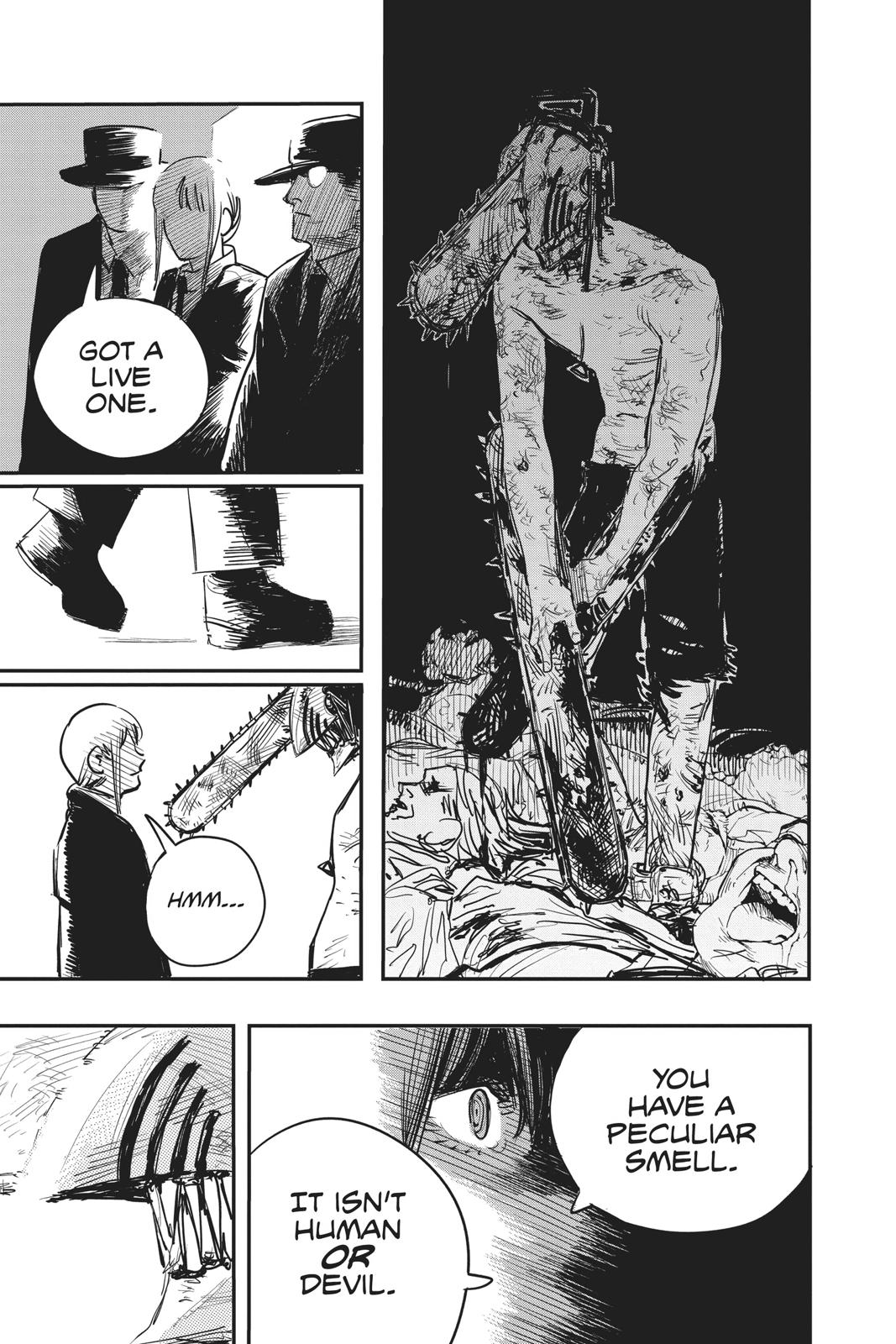 Chainsaw Man Manga Chapter 1 page 53 - Dog & Chainsaw scene