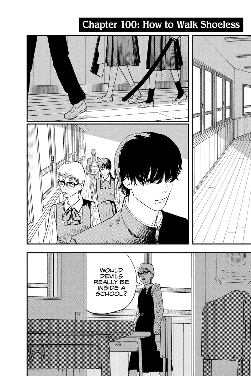 Chainsaw Man Manga Chapter 100 page 1 - How to Walk Shoeless scene