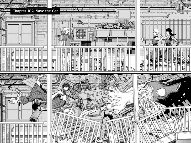 Chainsaw Man Manga Chapter 102 page 1 - Save the Cat scene