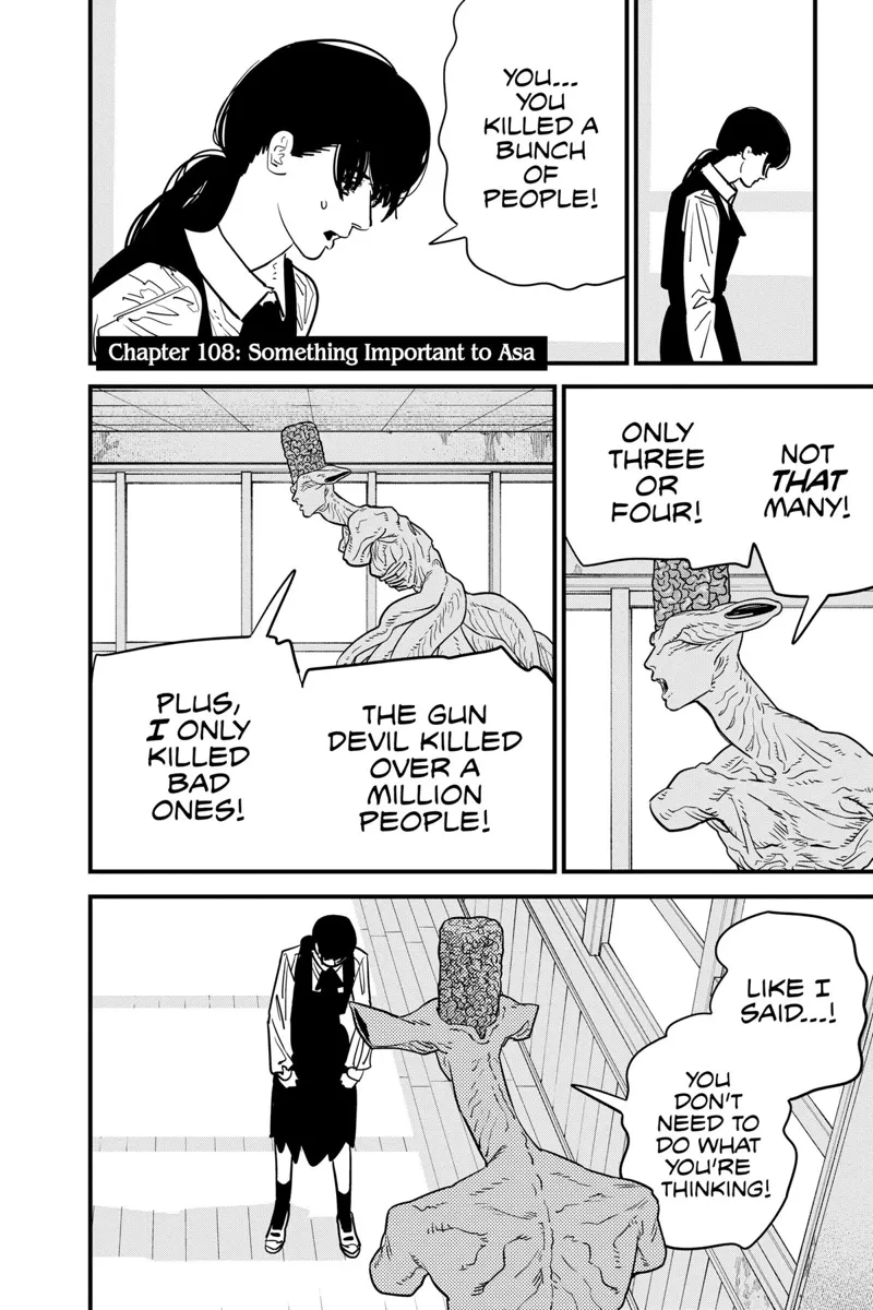 Chainsaw Man Manga Chapter 108 page 1 - Something Important to Asa scene