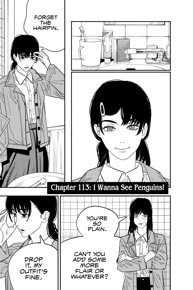 Chainsaw Man Manga Chapter 113 page 8 - I Wanna See Penguins! scene