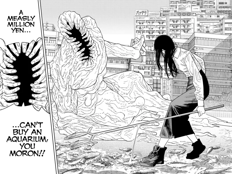 Chainsaw Man Manga Chapter 117 page 3 - Penguin and Weapon scene