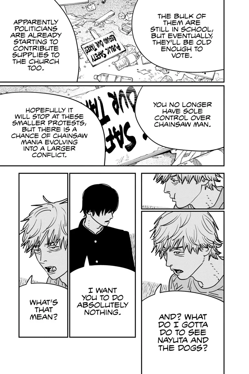 Chainsaw Man Manga Chapter 133 page 4 - Chainsaw Man Protest scene