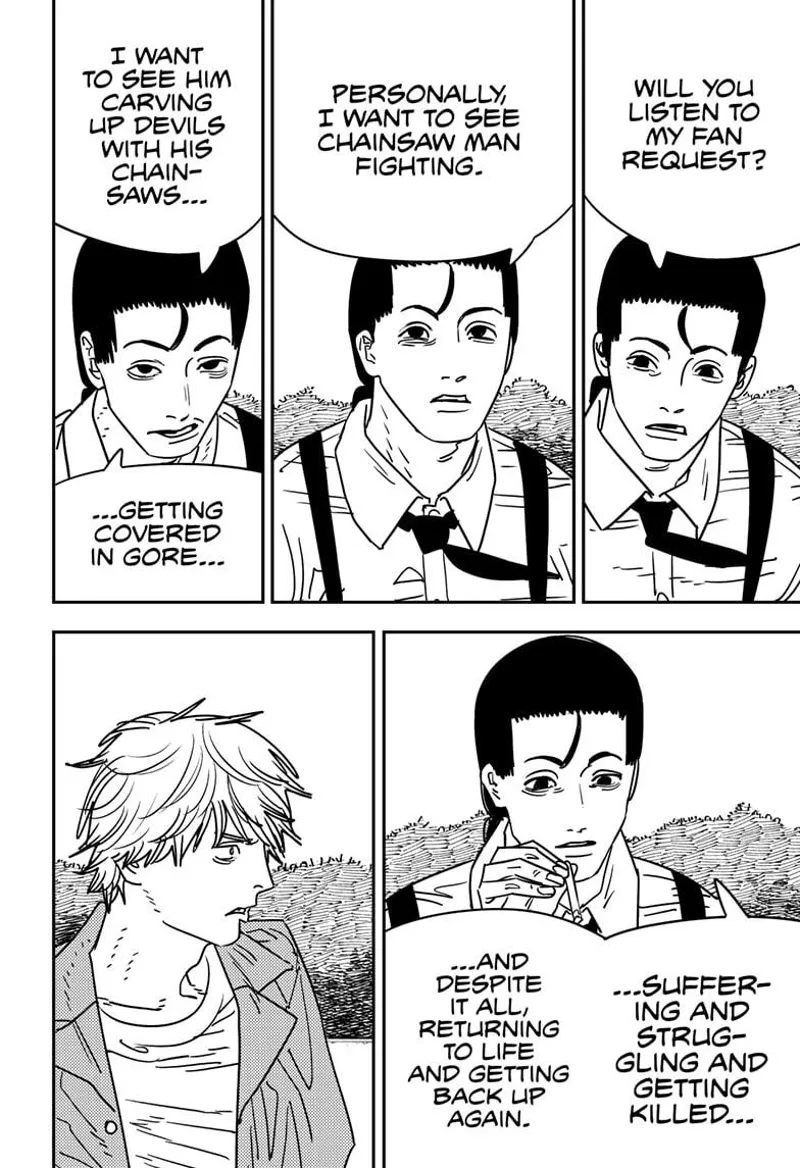 Chainsaw Man Manga Chapter 142 page 12 - Denji Fan Club scene