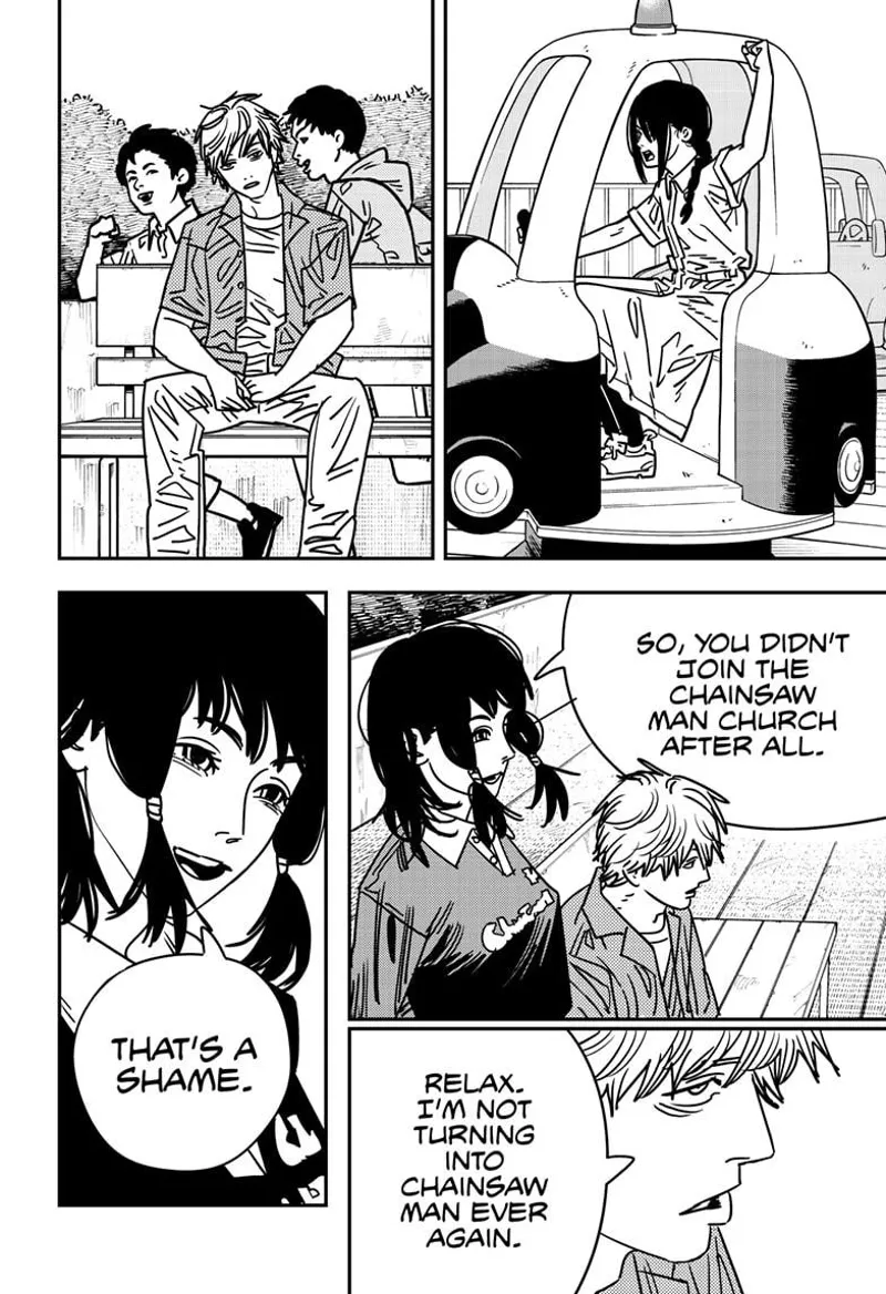 Chainsaw Man Manga Chapter 142 page 2 - Denji Fan Club scene