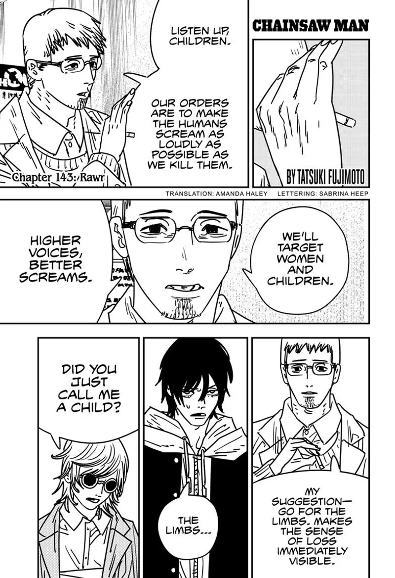Chainsaw Man Manga Chapter 143 page 1 - Rawr scene