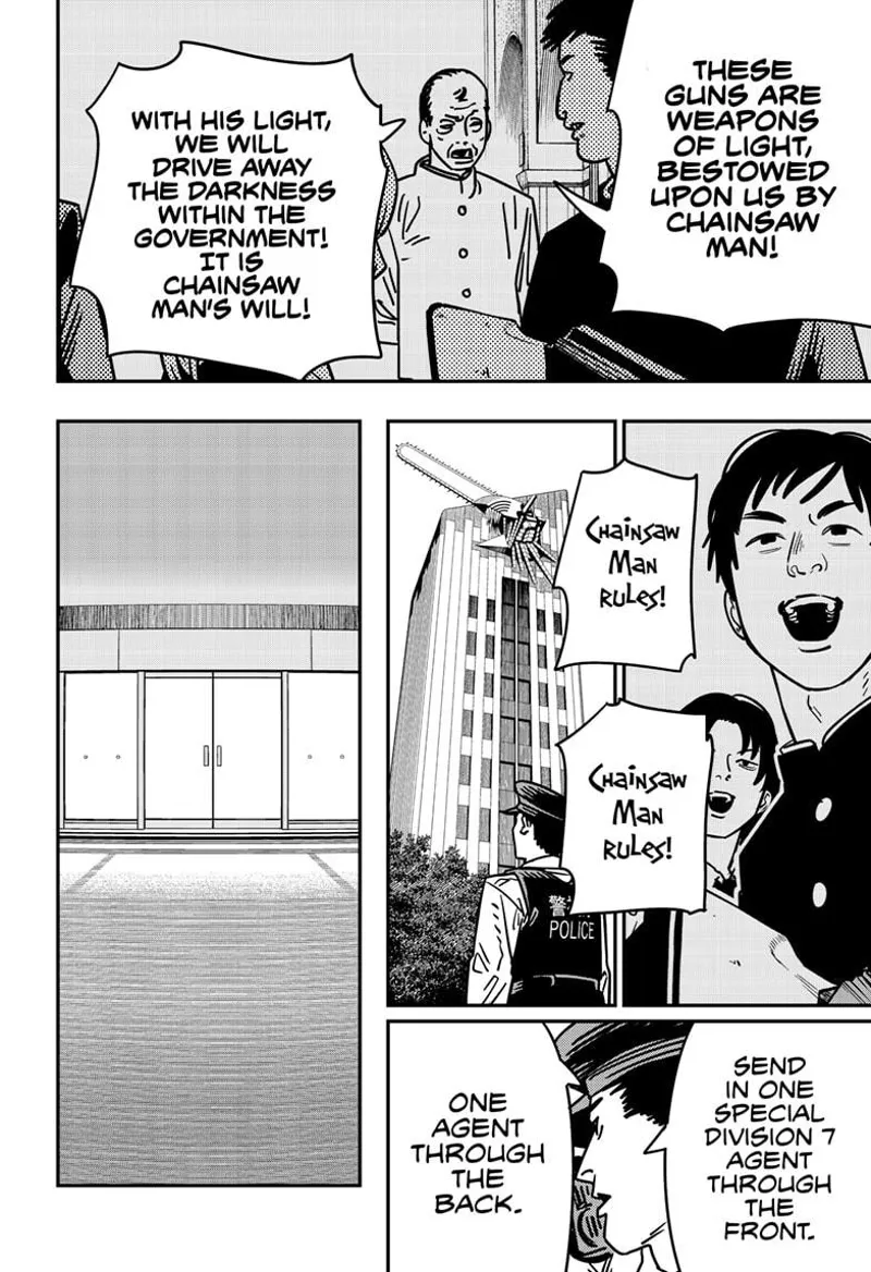 Chainsaw Man Manga Chapter 144 page 2 - Guns, Nails, Katana scene