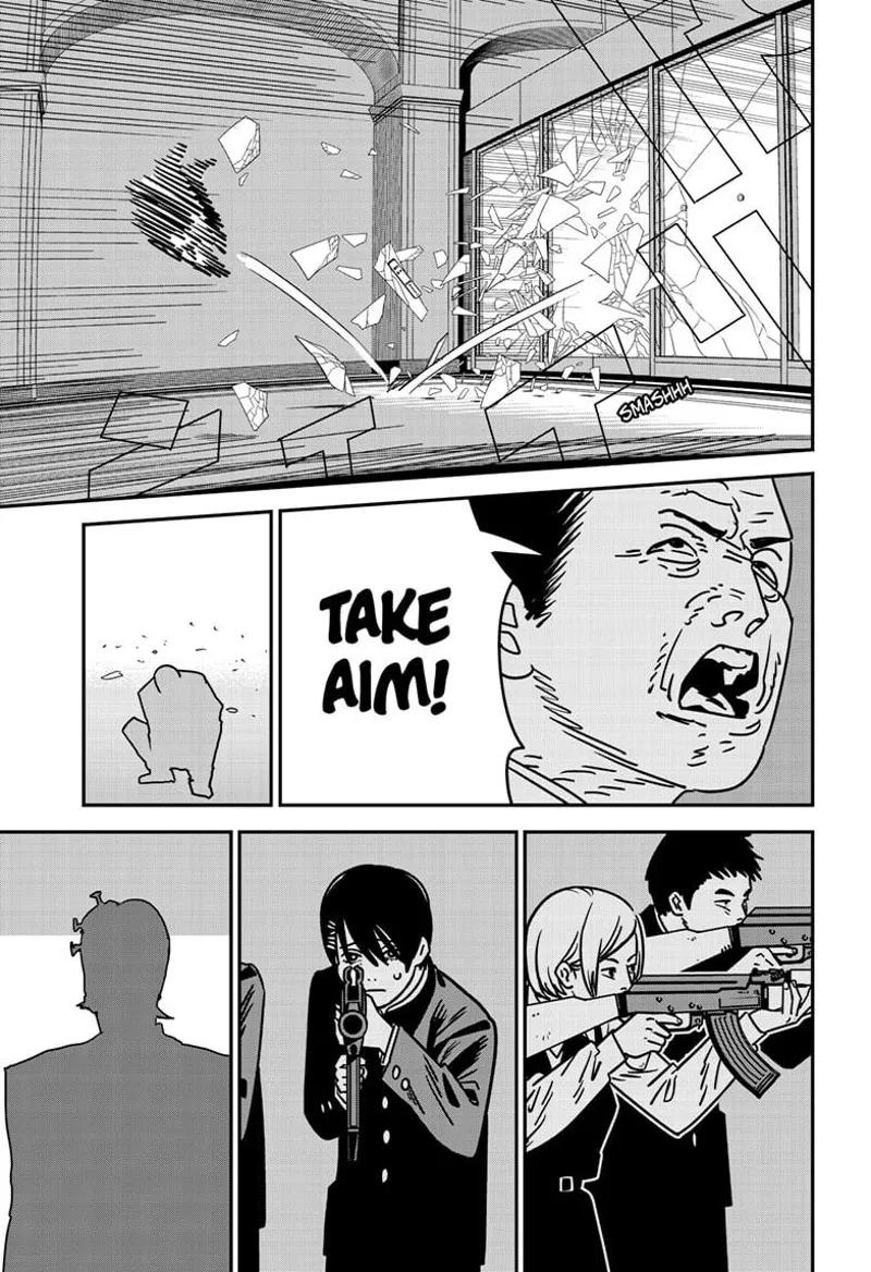 Chainsaw Man Manga Chapter 144 page 3 - Guns, Nails, Katana scene
