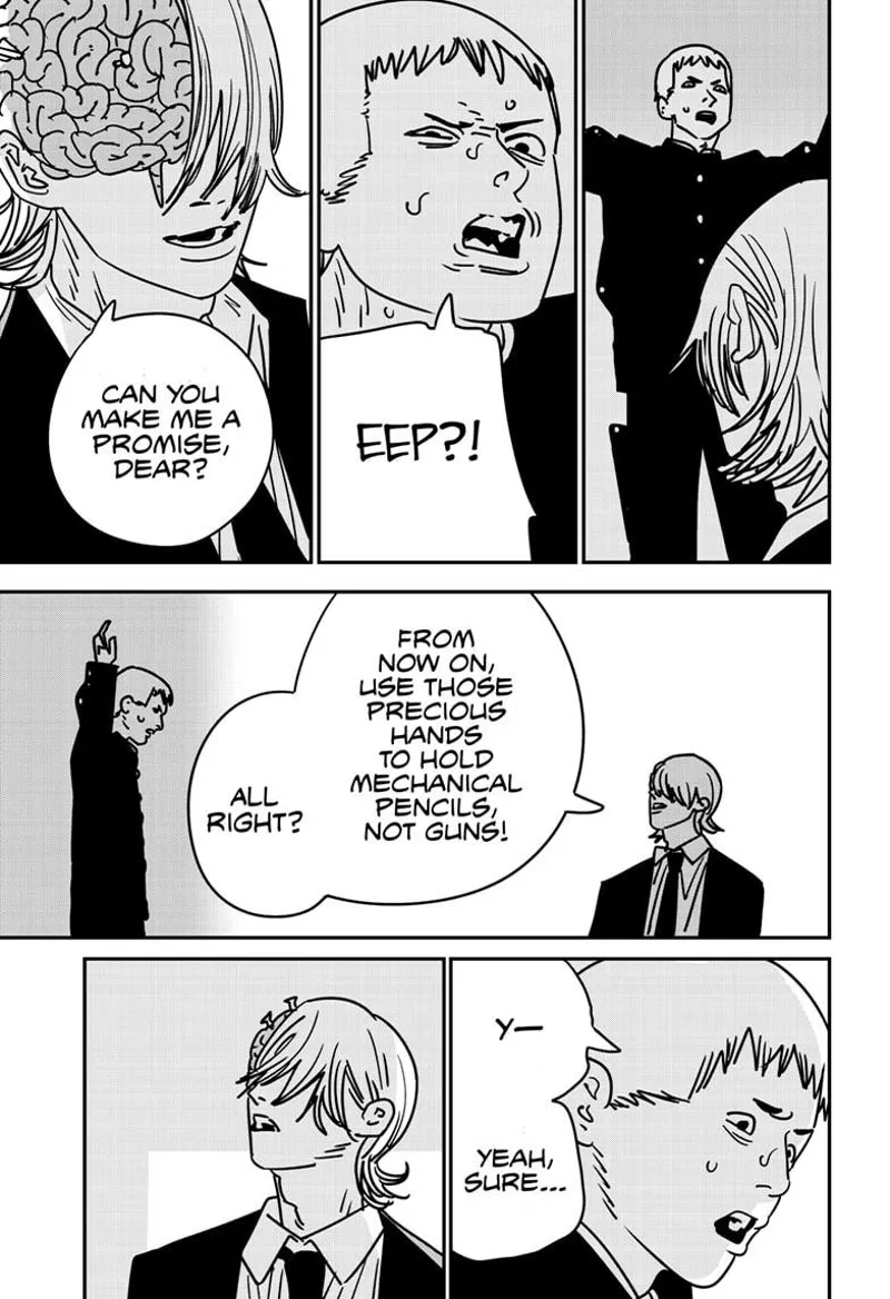 Chainsaw Man Manga Chapter 144 page 9 - Guns, Nails, Katana scene