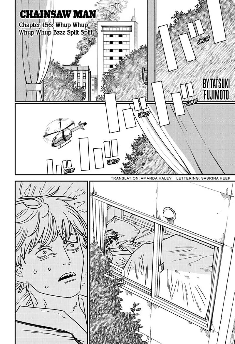 Chainsaw Man Manga Chapter 156 page 1 - Whup Whup Whup Whup Bzzz Split Split scene