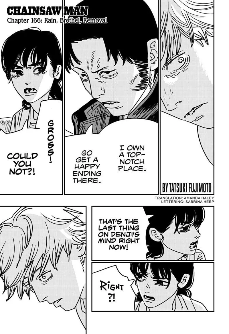 Chainsaw Man Manga Chapter 166 page 1 - Rain, Brothel, Removal scene