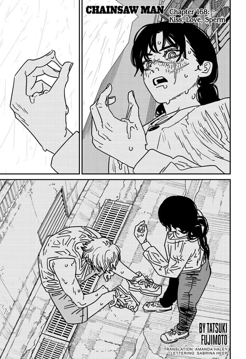 Chainsaw Man Manga Chapter 168 page 1 - Kiss, Love, Sperm scene