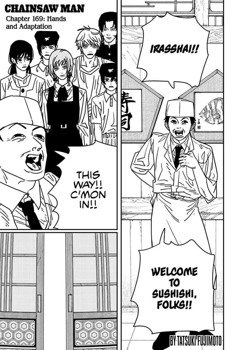 Chainsaw Man Manga Chapter 169 page 1 - Hands and Adaptation scene