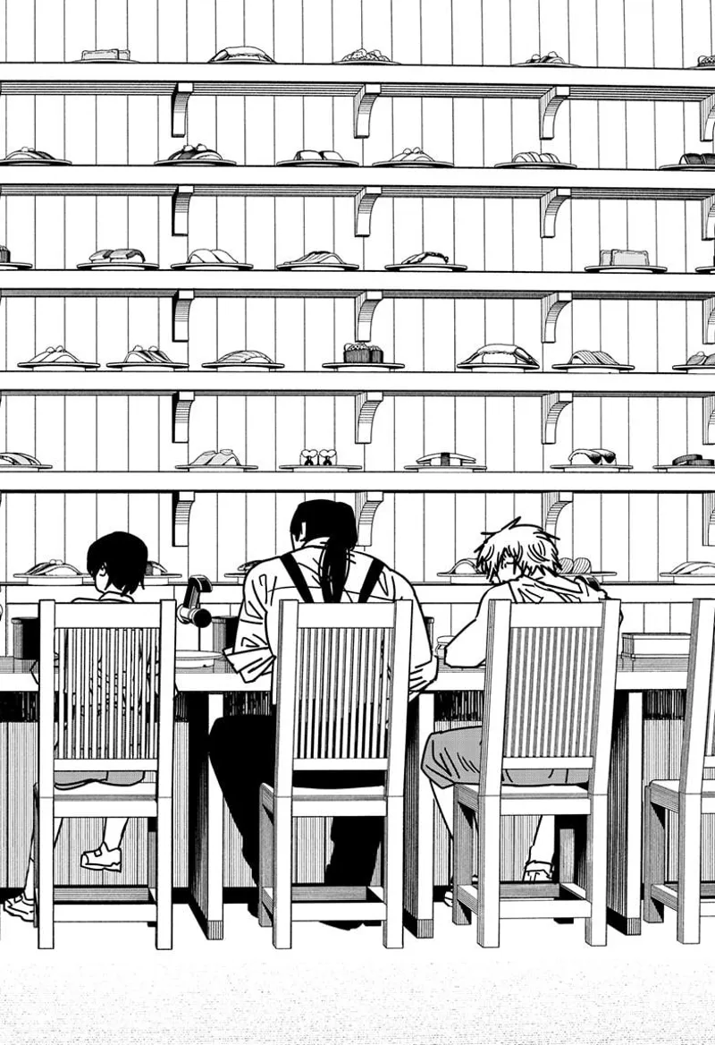 Chainsaw Man Manga Chapter 170 page 12 - How to Eat Sushi scene
