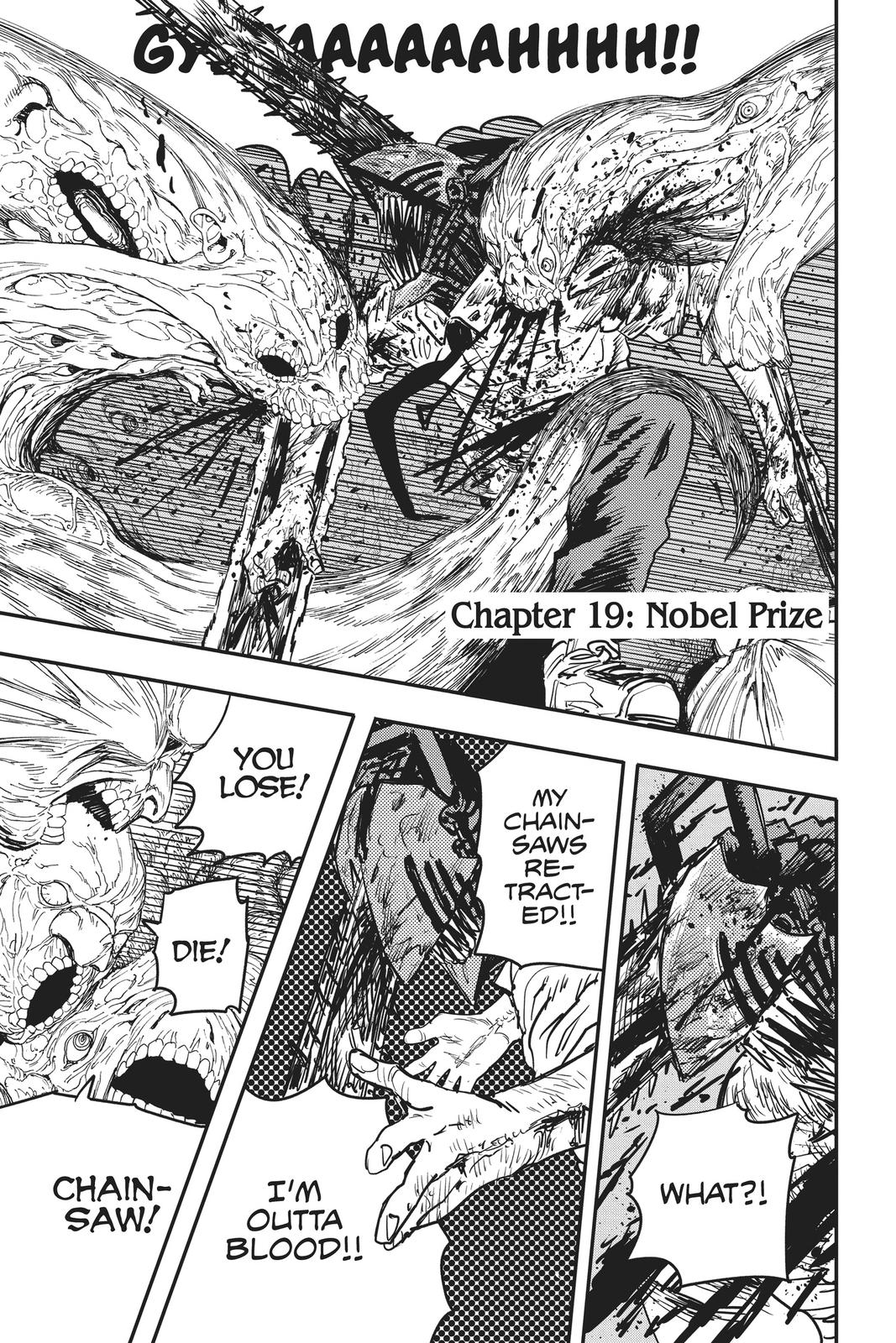 Chainsaw Man Manga Chapter 19 page 1 - Nobel Prize scene