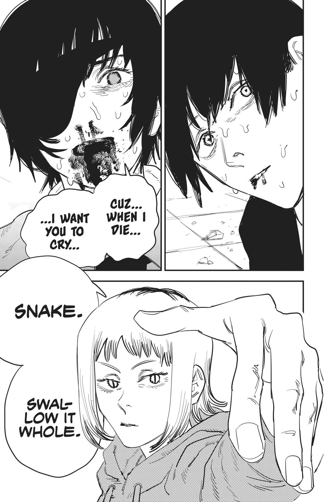 Chainsaw Man Manga Chapter 25 page 11 - Ghost, Snake, Chainsaw scene