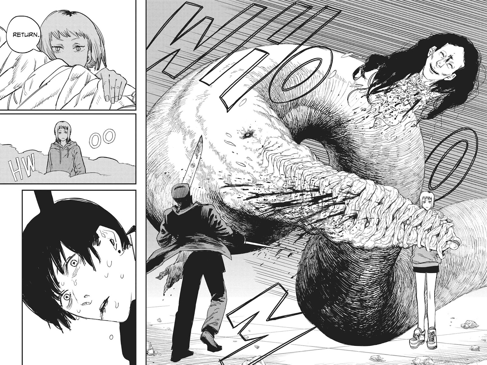 Chainsaw Man Manga Chapter 25 page 12 - Ghost, Snake, Chainsaw scene