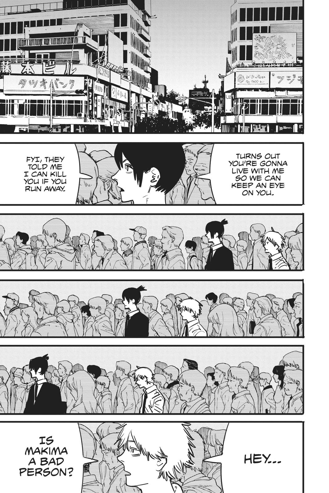 Chainsaw Man Manga Chapter 3 page 21 - Arrival in Tokyo scene