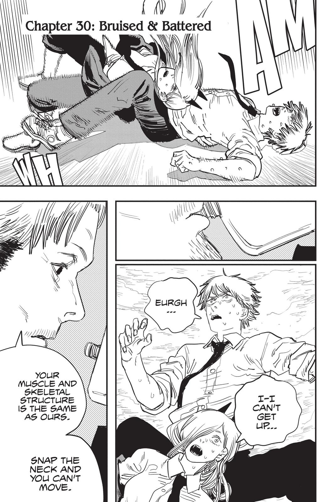 Chainsaw Man Manga Chapter 30 page 1 - Bruised & Battered scene