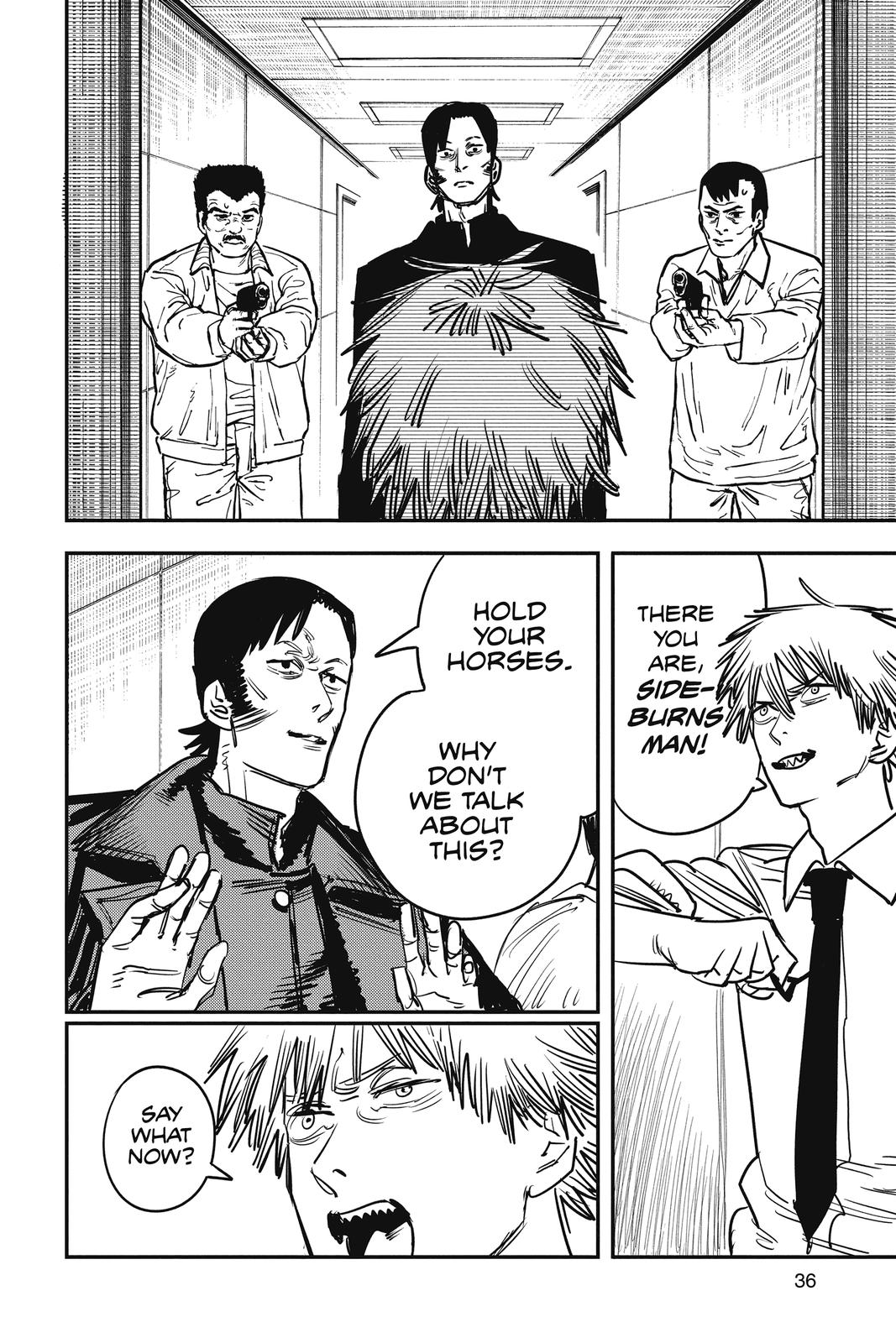 Chainsaw Man Manga Chapter 36 page 10 - Katana vs. Chainsaw scene