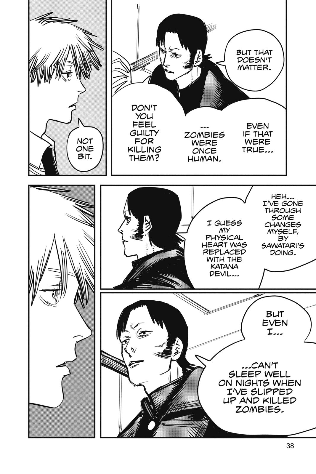 Chainsaw Man Manga Chapter 36 page 12 - Katana vs. Chainsaw scene