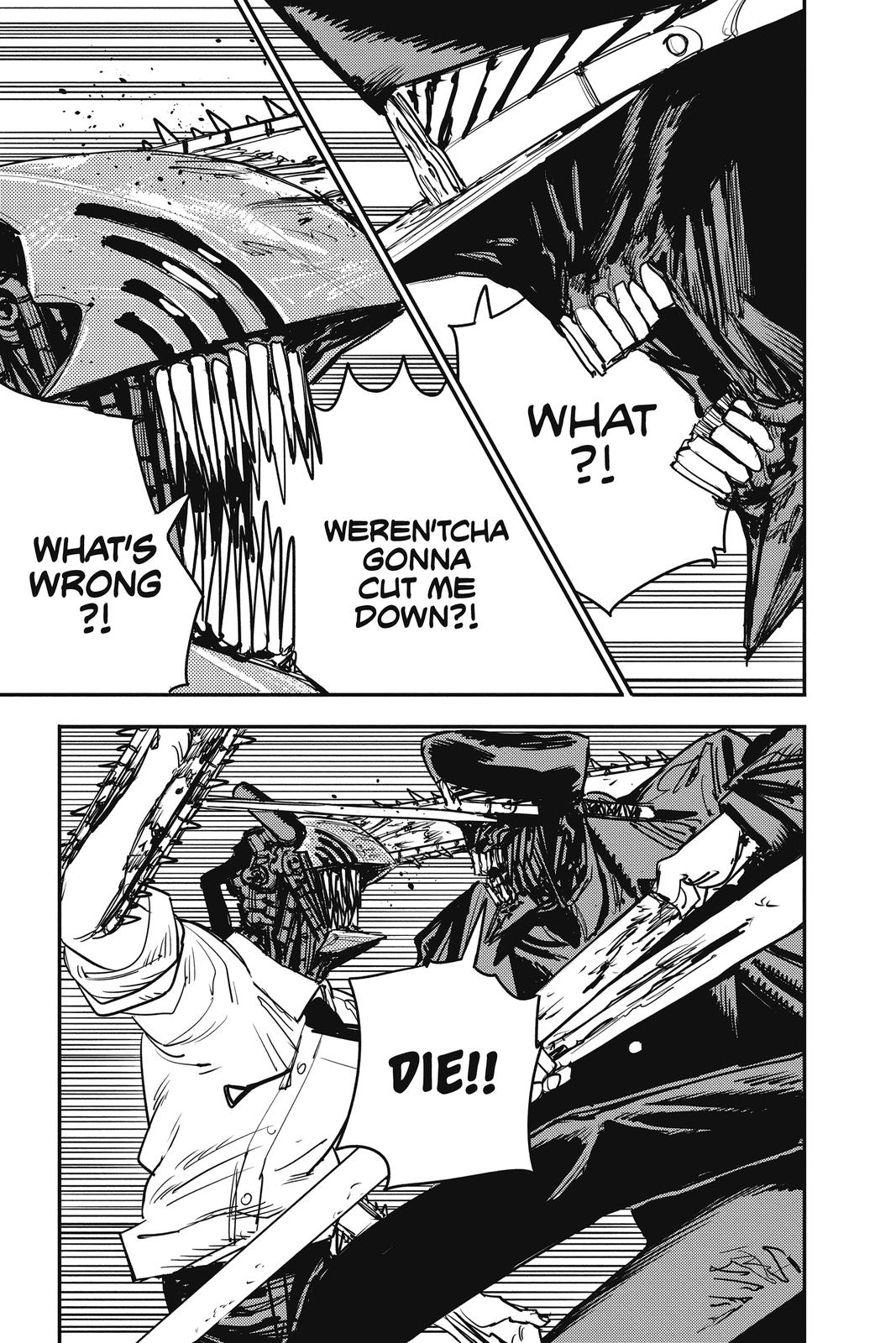 Chainsaw Man Manga Chapter 36 page 18 - Katana vs. Chainsaw scene