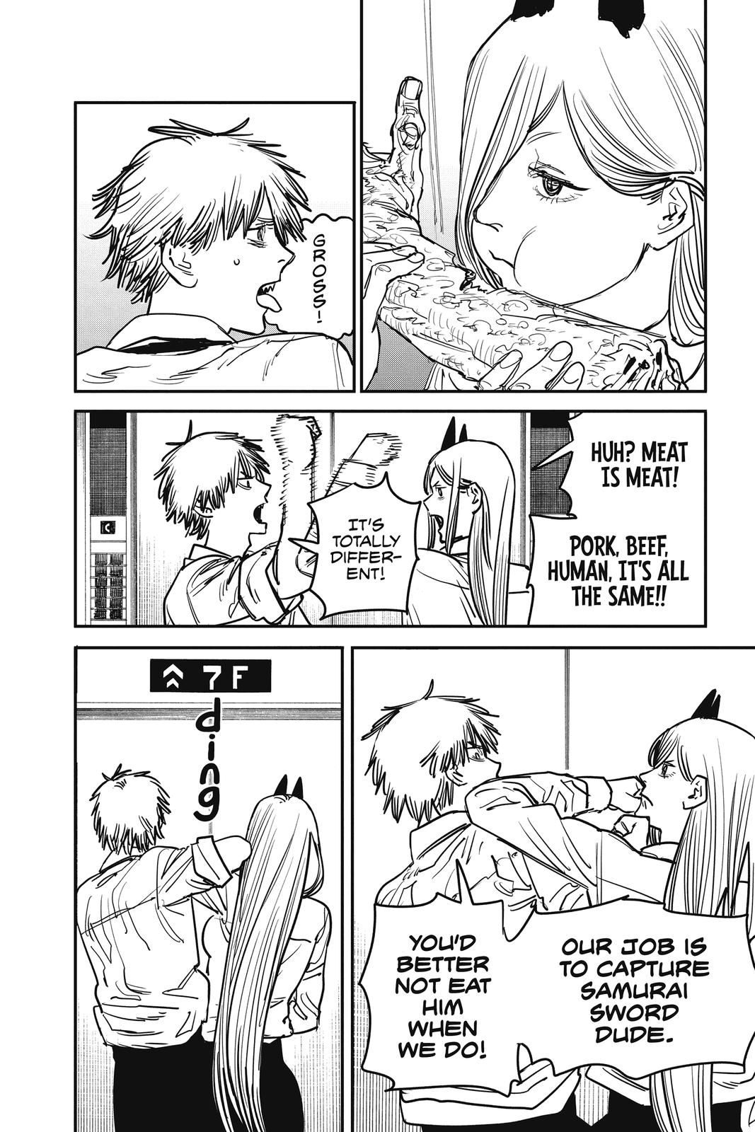 Chainsaw Man Manga Chapter 36 page 2 - Katana vs. Chainsaw scene