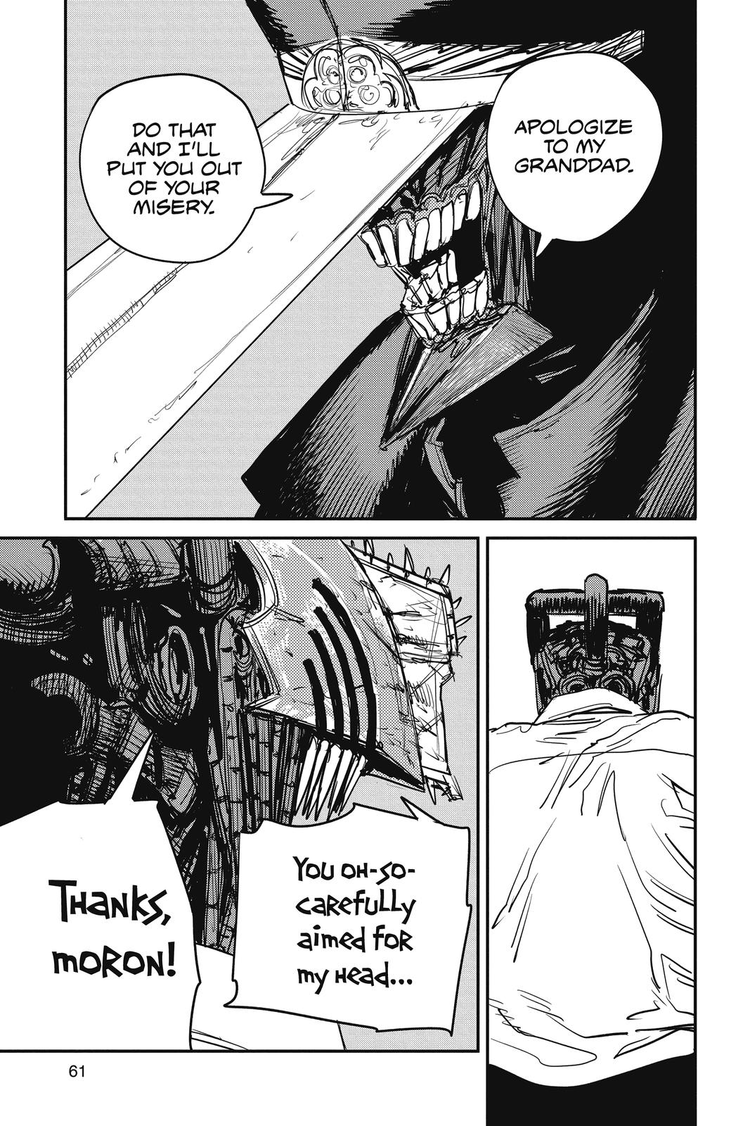 Chainsaw Man Manga Chapter 37 page 13 - Train, Head, Chainsaw scene