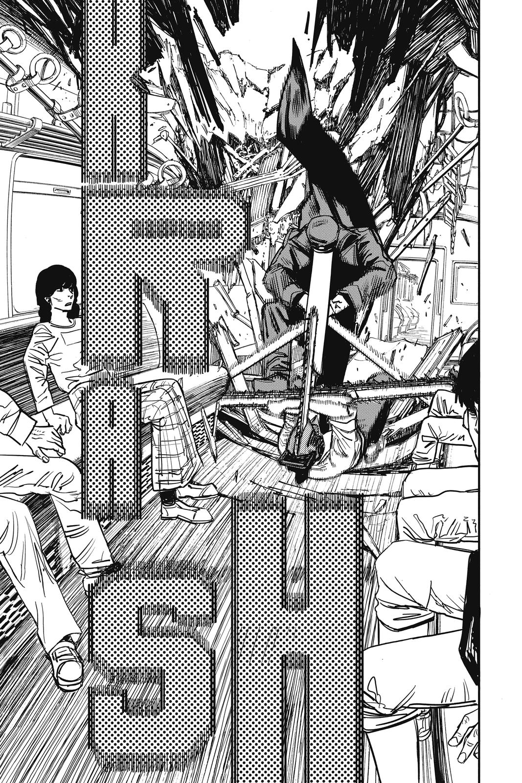 Chainsaw Man Manga Chapter 37 page 3 - Train, Head, Chainsaw scene