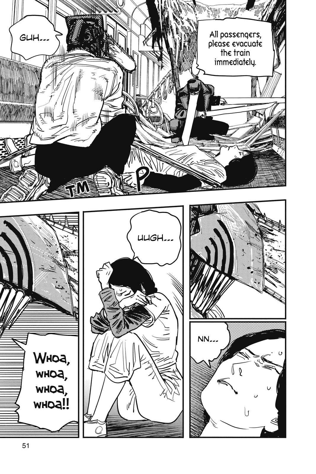 Chainsaw Man Manga Chapter 37 page 5 - Train, Head, Chainsaw scene