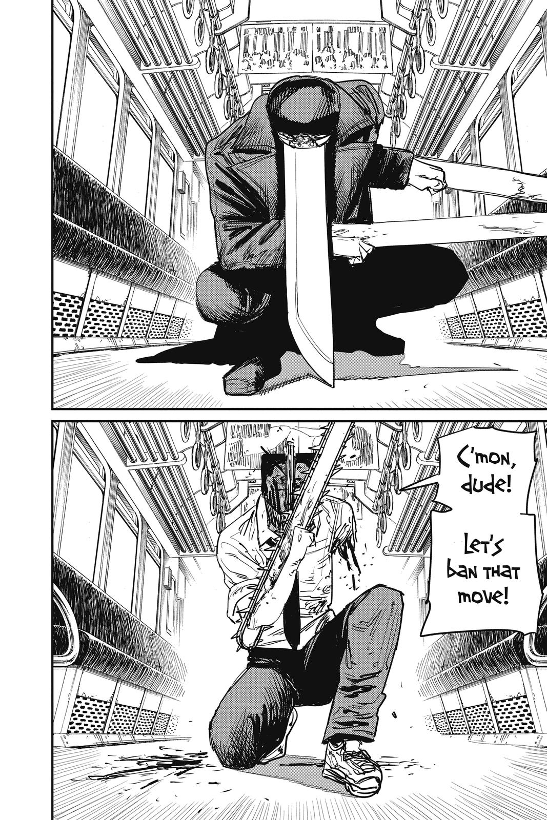 Chainsaw Man Manga Chapter 37 page 7 - Train, Head, Chainsaw scene