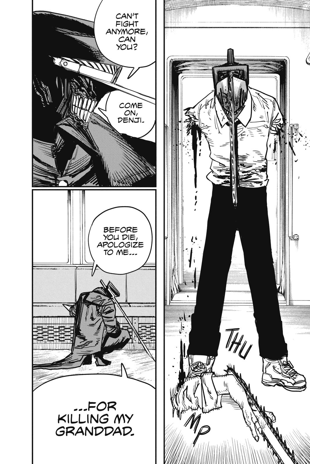 Chainsaw Man Manga Chapter 37 page 9 - Train, Head, Chainsaw scene