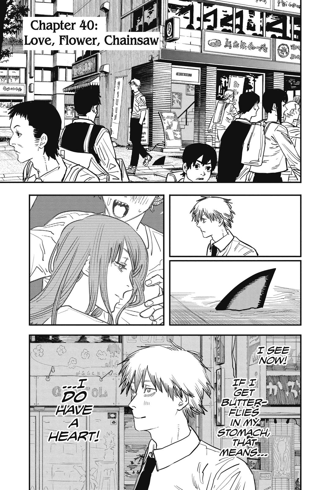 Chainsaw Man Manga Chapter 40 page 1 - Love, Flower, Chainsaw scene