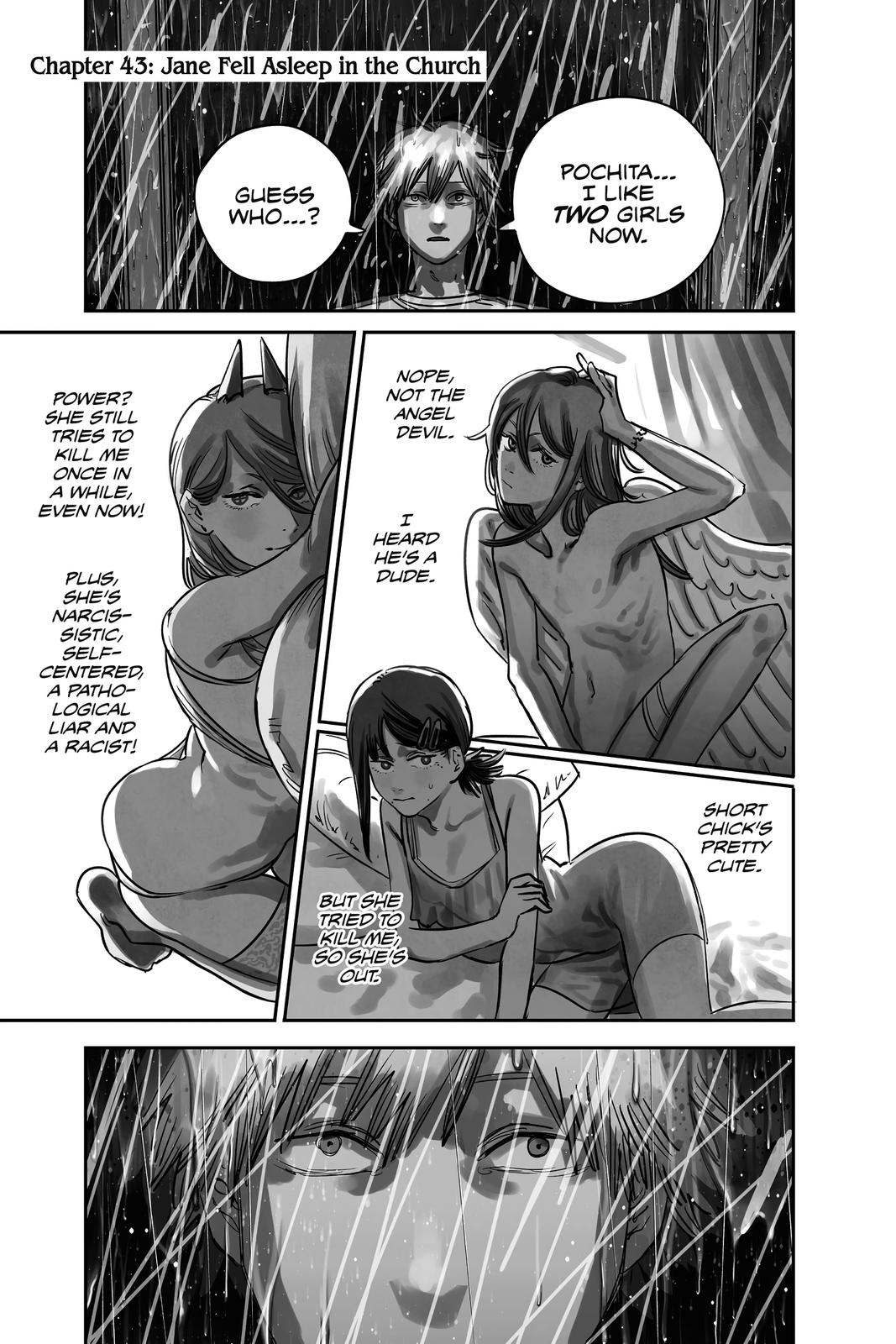 Chainsaw Man Manga Chapter 43 page 1 - Jane Fell Asleep in the Church scene
