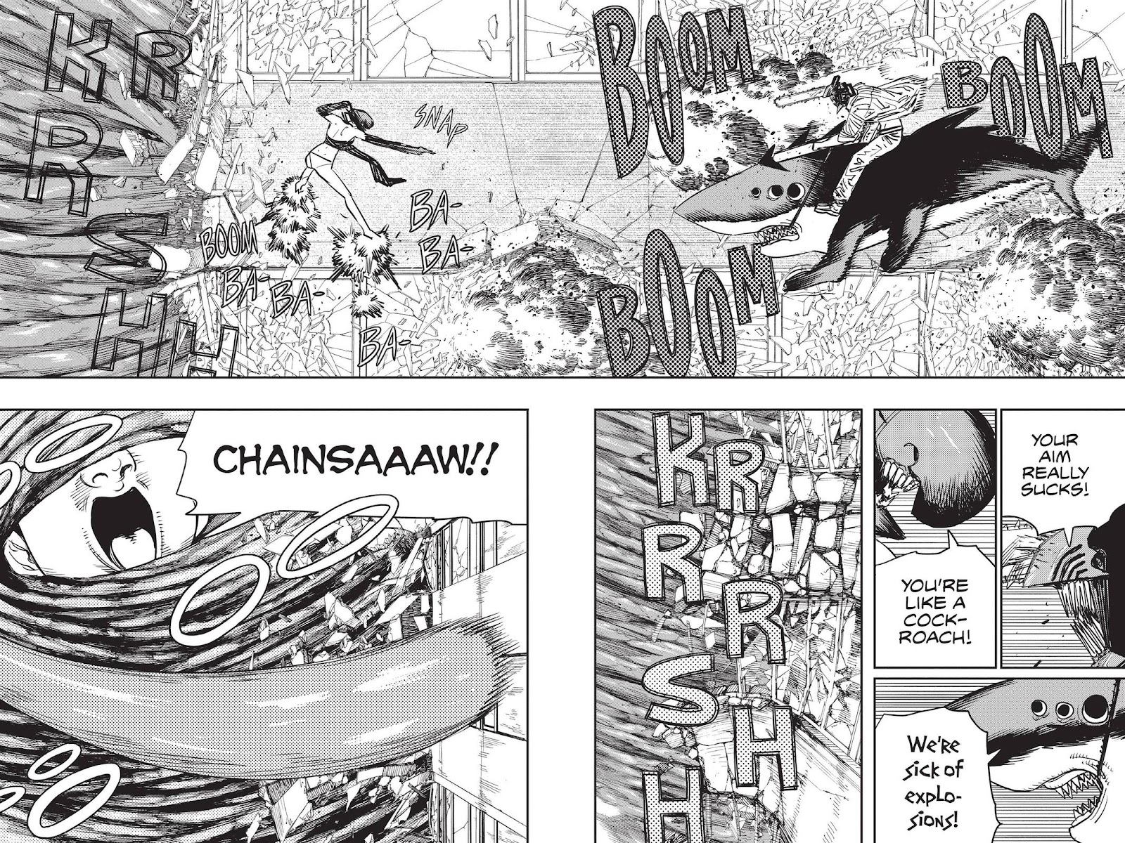 Chainsaw Man Manga Chapter 50 page 2 - Sharknado scene