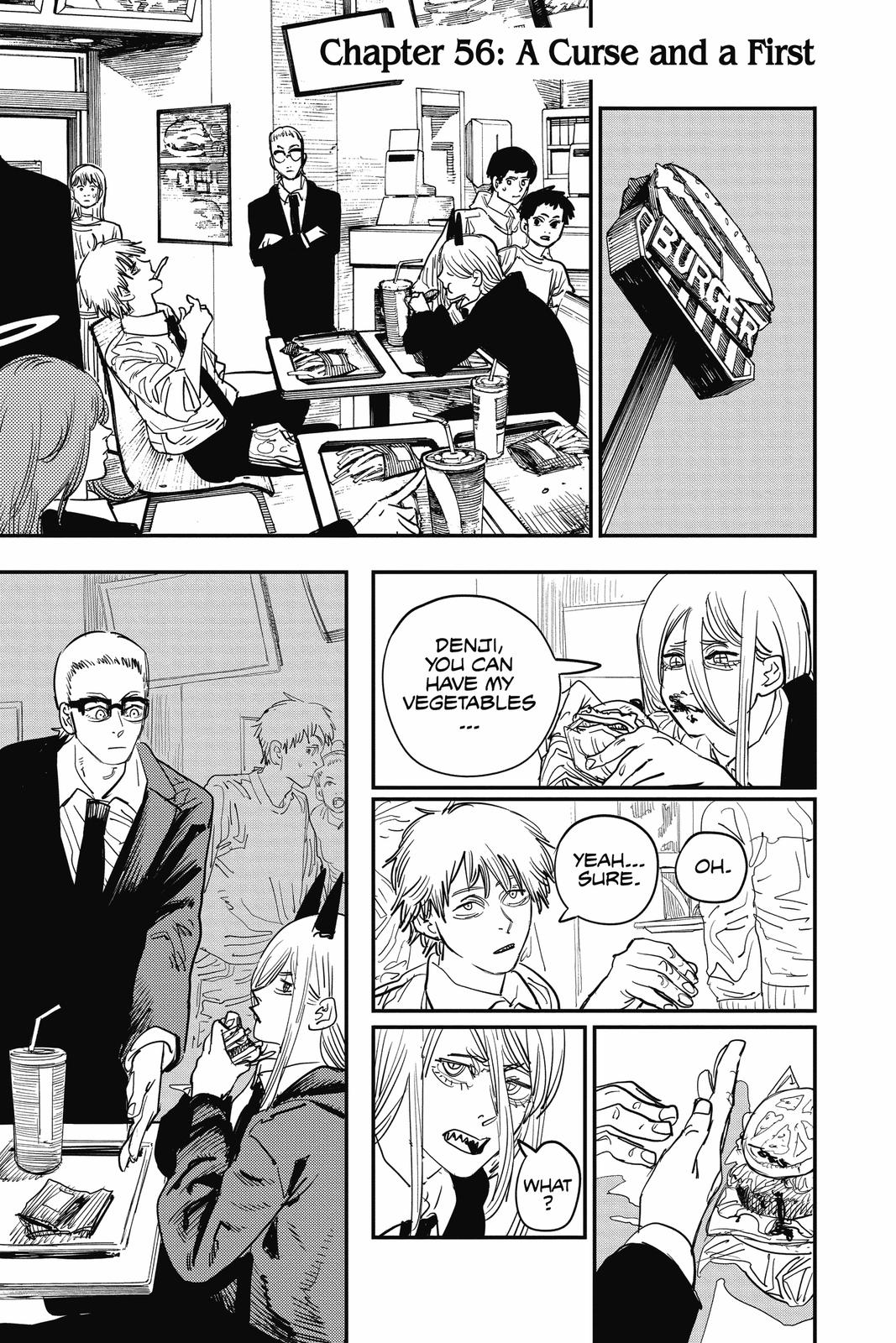 Chainsaw Man Manga Chapter 56 page 1 - A Curse and A First scene