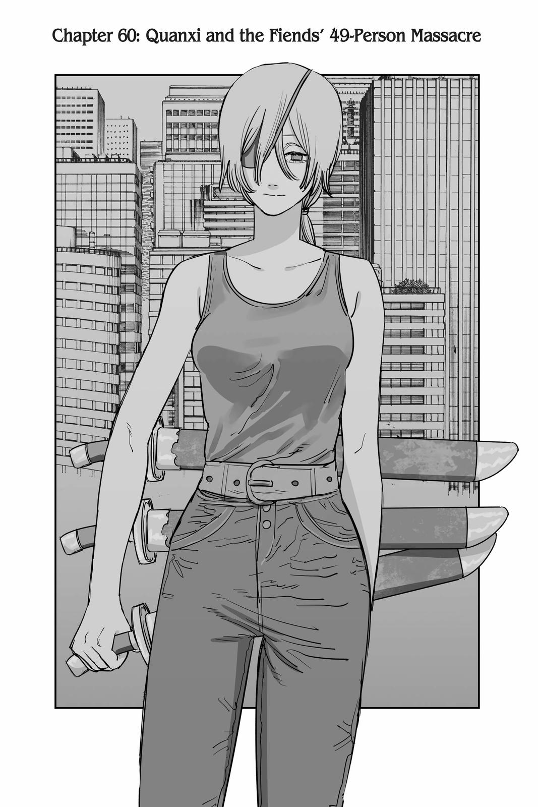 Chainsaw Man Manga Chapter 60 page 1 - Quanxi and Fiends' 49-Person Massacre scene