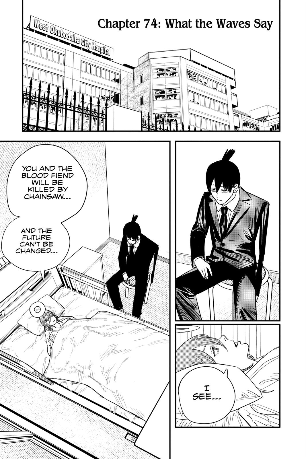 Chainsaw Man Manga Chapter 74 page 1 - What the Waves Say scene